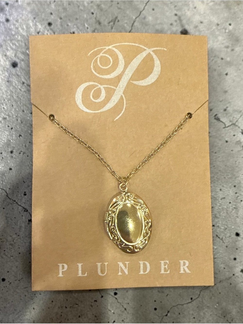 Plunder Gold Oval Filigree Locket Necklace